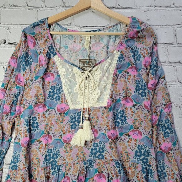 Matilda Jane Make Believe Sew Perfect Blouse Pleasant Top Purple Motif NWT Sz S - Picture 2 of 11